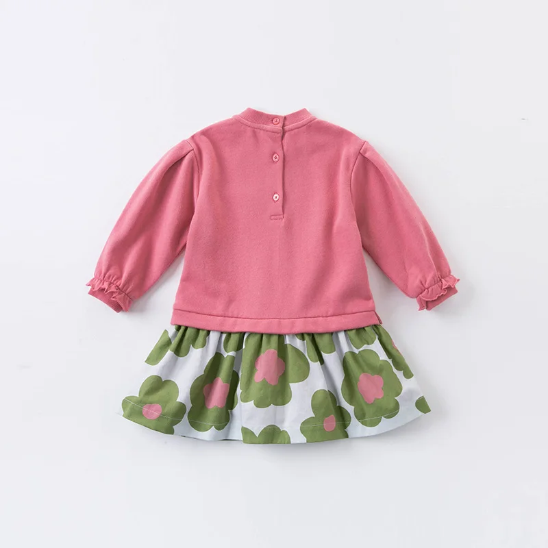 DB14855 dave bella jeseni baby dekle srčkan risanka cvetlični ruched obleko otroci in modnih stranka obleko otroci dojenčka lolita obleko