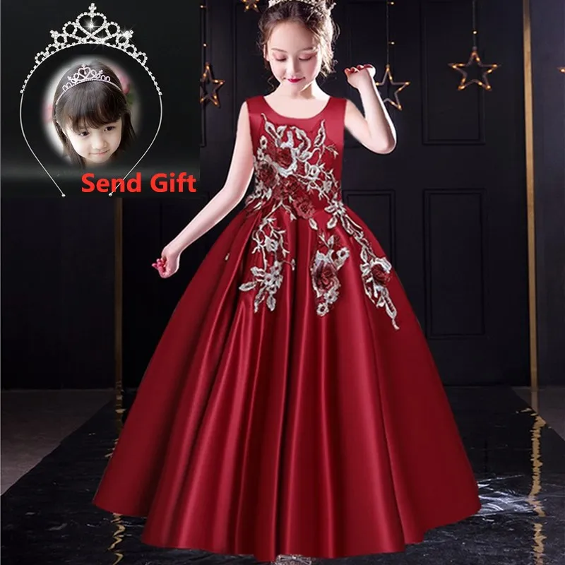 Večer princesa obleko za prvo obhajilo obleko dolgo cvet deklet poroka, otroci žogo obleke baby puhasto eleganten kostum 2020