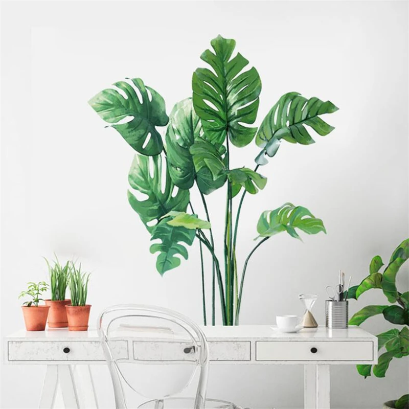 Novo tropsko zelena rastlina, stenske nalepke, umetnosti freske, dekoracijo sten, okolju prijazno izmenljive PVC nalepke