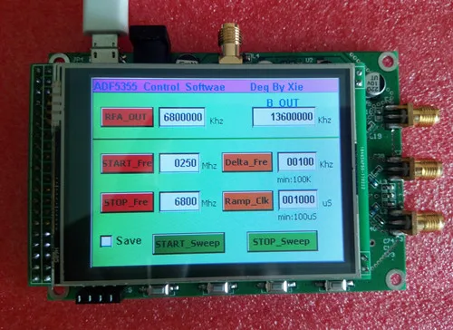 ADF5355 barvni zaslon na dotik modul zamah frekvenca signala vir VCO mikrovalovna frekvenčni sintetizator PLL