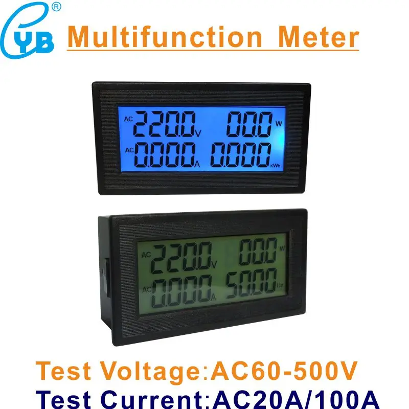 LCD Digital AC Napetost Meter 60-500V AC 20A 100A Moč Energije Analogni Voltmeter Ampermeter Watt Trenutno Amp Volt Meter Frekvence, PF