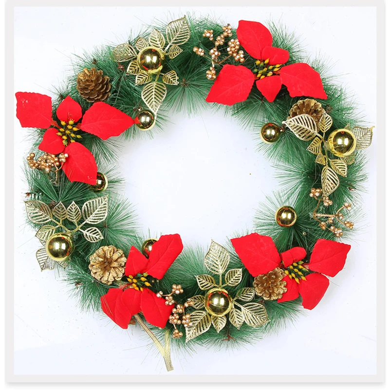 Novo Leto Za Božič Božično Dekoracijo Za Dom Umetno Cvetje Rattan Ponaredek Rastline Božič Vrata Venec