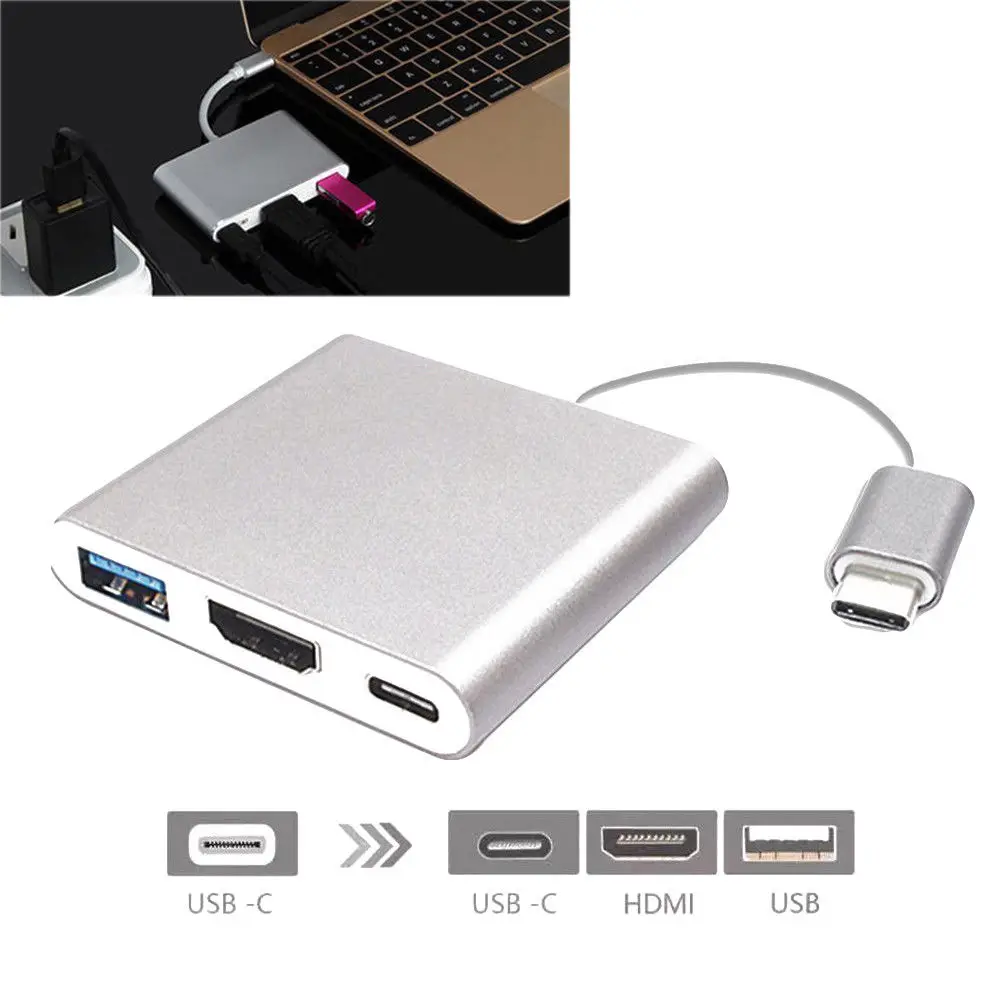 Tip-C do 4k HDMI USB 3.1 Kabel 3IN1 HD USB 3.0 HUB USB-C Polnjenje Adapterja