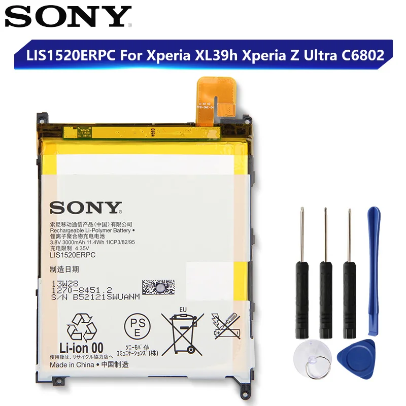 Originalni Nadomestni Sony Baterija Za SONY XL39h Xperia Z. Ultra C6802 Togari L4 ZU C6833 LIS1520ERPC originalno Baterijo 3000mAh