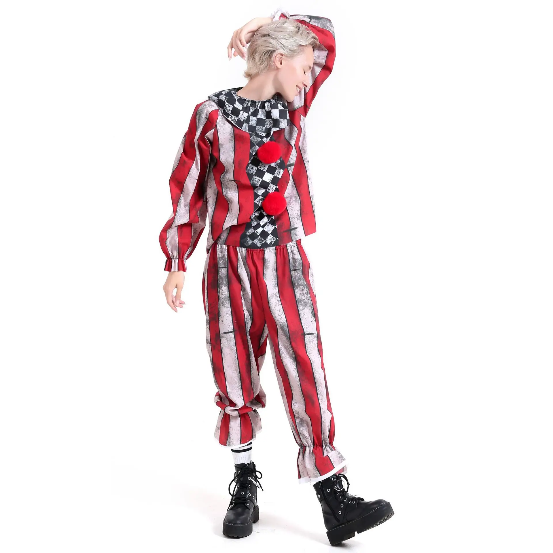 2020 Nova Halloween Kostumi za Odrasle Smešno stranka Kostum Klovn Poredna Joker Jester Enotno pustna Cosplay za Moške, Ženske