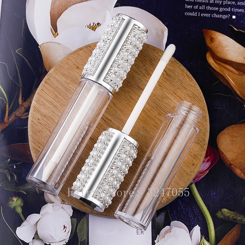 5ml Srebro Krog Ustnic Gloss Cevi Jasno Prazno Lip Gloss Posode Lipgloss Steklenice za Kozmetične DIY Pearl Diamond Lipgloss Cev