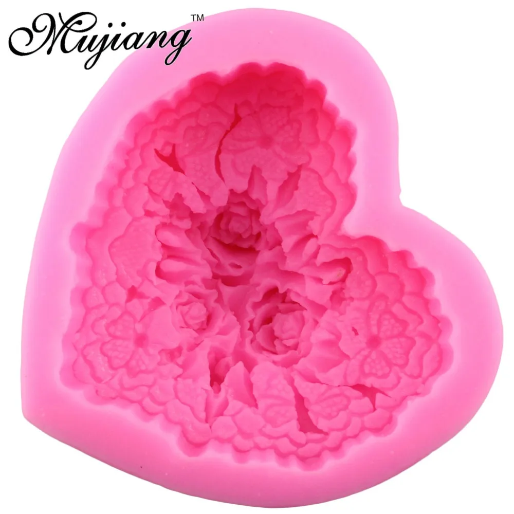 3D Ročno izdelana Mila Plesni Silikonski Torto Fandont Plesni Srce Oblika Cvetov Rose Sveča Gline Plesni Kicchen Torto Peko Orodja CC054
