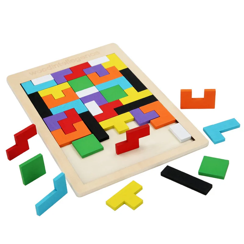 Puzzle Lesene Igrače, Pisane 3D Tangram Matematiko Igrače, Igre Otroke predšolske Magination Intelektualne Izobraževalne Igrače za Otroke