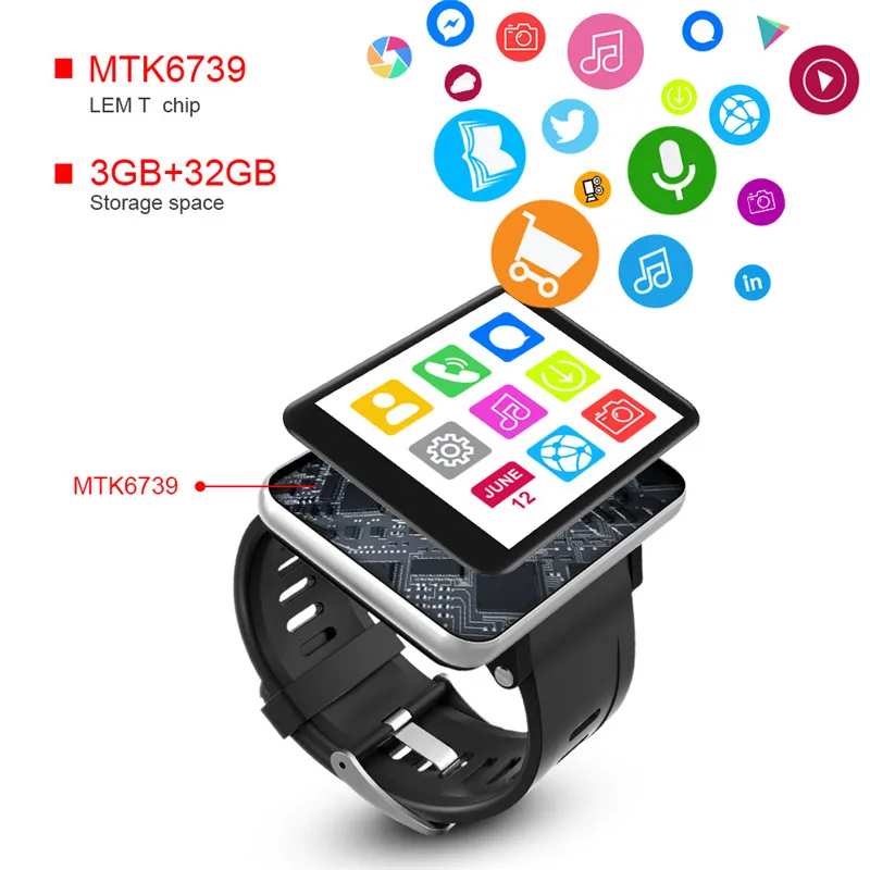 DM100 4G 2.86 Palčni Zaslon Smart Watch Android 7.1 OS Telefon 3 GB 32 GB 5MP Kamero 480*640 Zaslon Ips 2700mah Baterije Smartwatch