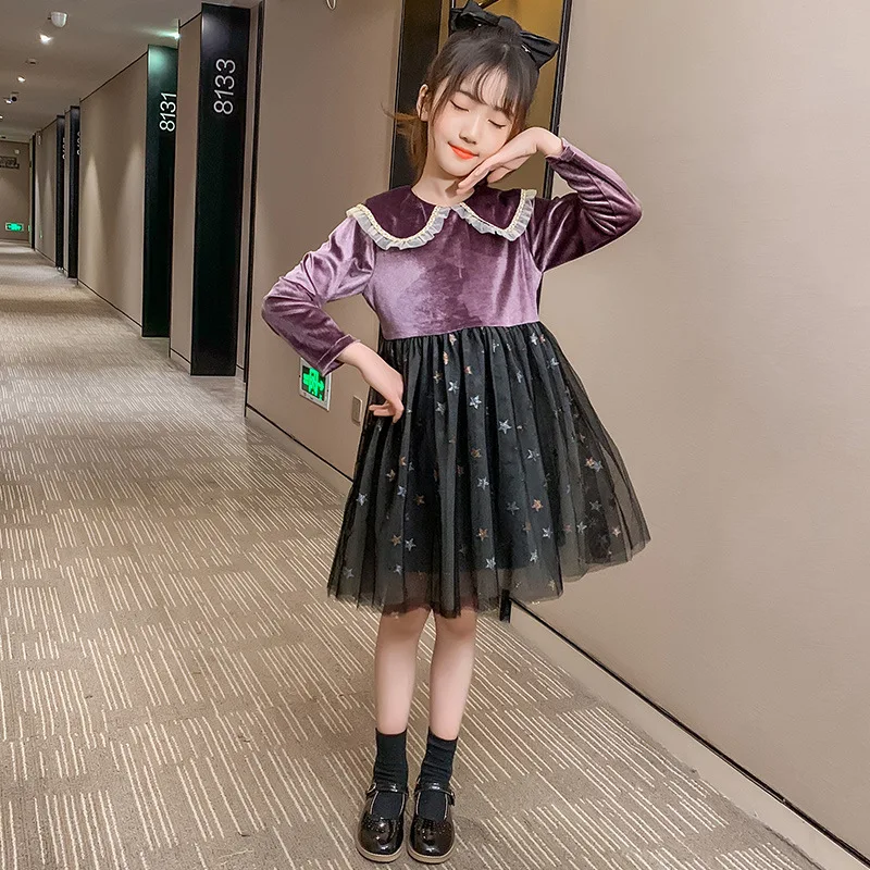 Najstnik Dekleta Princesa Obleko 2020 Jeseni, Pozimi Otroci Oblačila Sashes Otroci Dekle Priložnostne Obleke Črna Moda Obleko Padec