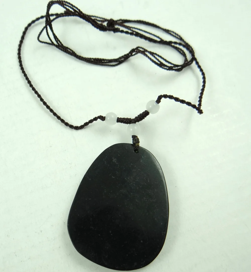 48*38 MM Debelo naravno Kitajski črni zeleni kamen, kamen ročno izklesan kip Poslovanje je v razcvetu amulet ogrlico, obesek