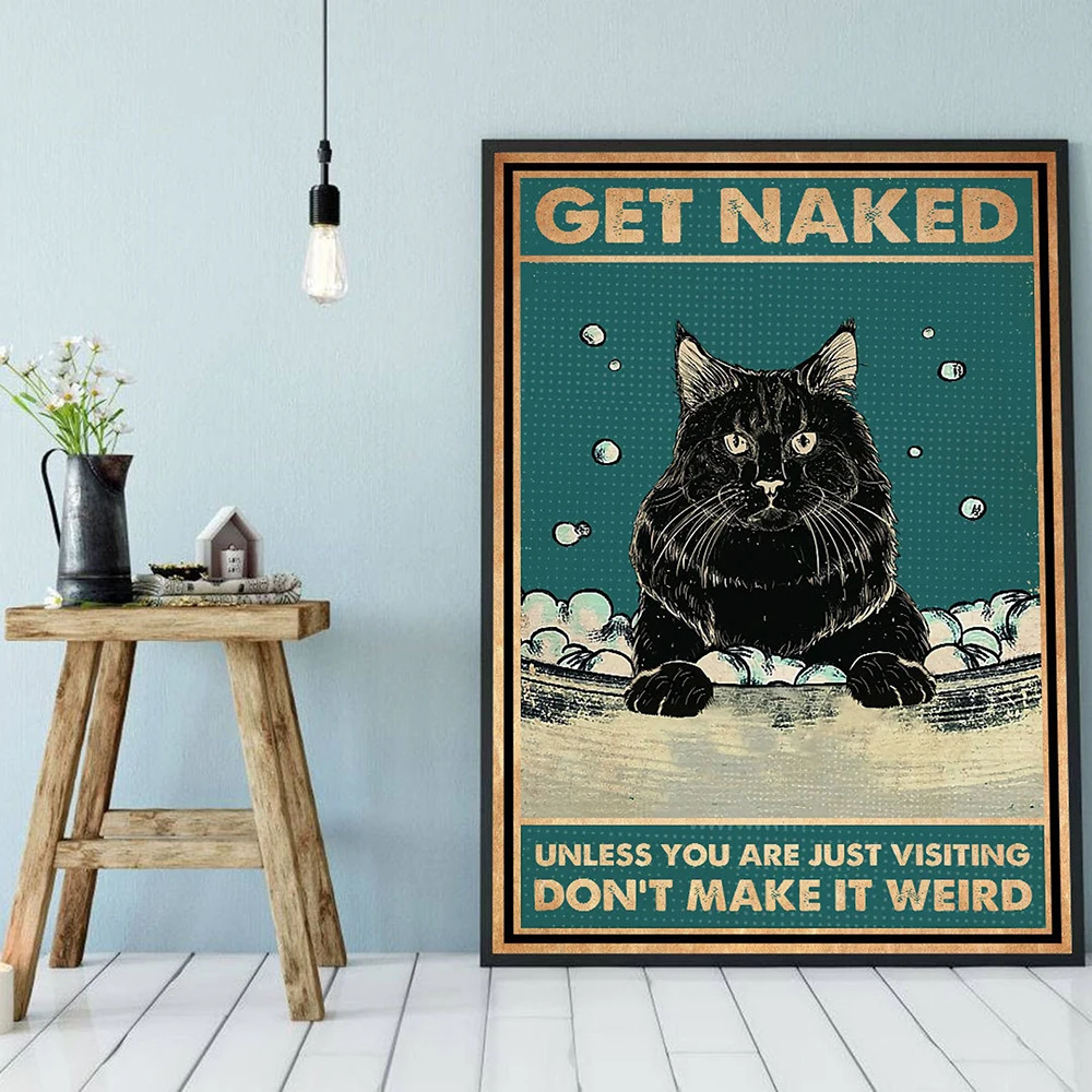 Smešno Black Cat Priti Gola Stenske Umetnine Doma Dekoracijo Slikarstvo HD Tiskanja Sodobne Plakati Platno Cuadros Modularni Slike Za Darilo