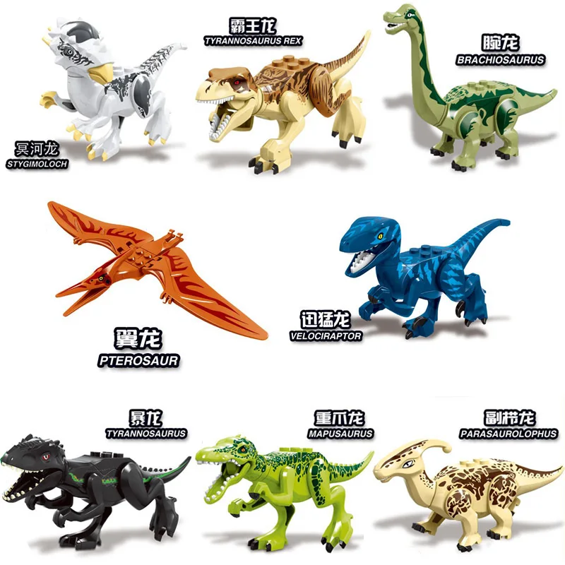 Nastavite Prodaje gradniki Dinozaver Svetu Modro Zeleno Tyrannosaurs Rex Pregleden Številke Za Otroke, Igrače QL1715