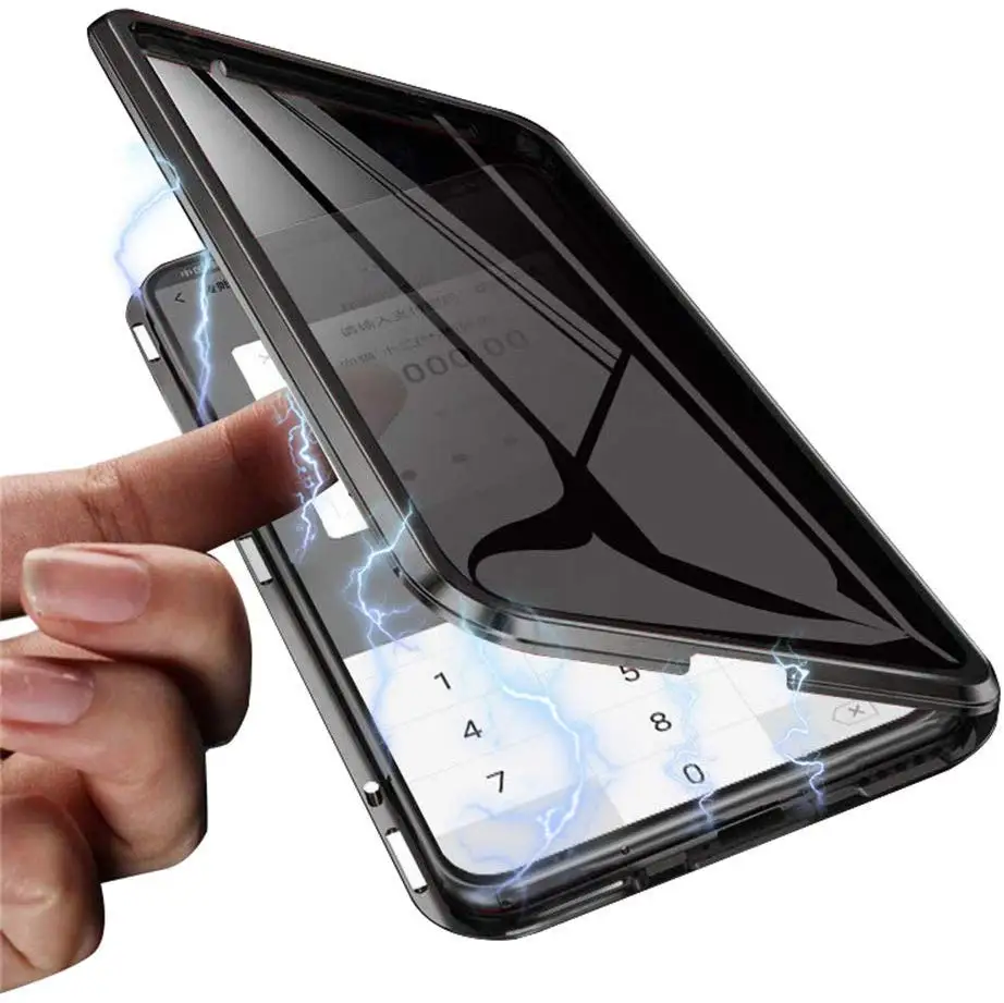 Zasebnost Magnetni steklo ohišje za iphone 11 max PRO XS 7 8 PLUS kritje celotno zaščitno 360 kovinski Magnet okvir odbijača primeru 10pcs/veliko