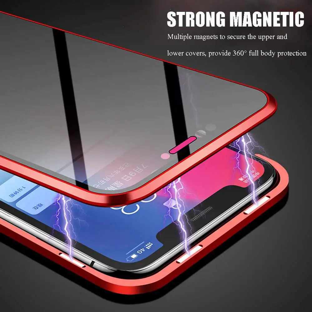 Zasebnost Magnetni steklo ohišje za iphone 11 max PRO XS 7 8 PLUS kritje celotno zaščitno 360 kovinski Magnet okvir odbijača primeru 10pcs/veliko