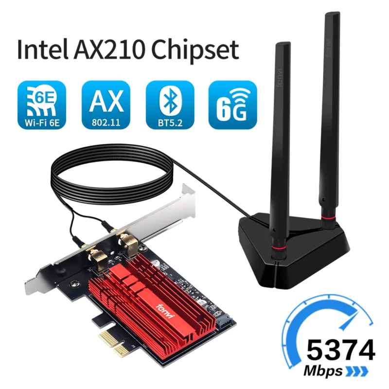 3000Mbps WiFi6E AX210 Gigabit Bluetooth5.2 Kartico WiFi Dual Band 2.4/5/6GHz 802.11 AX PCI-Express Network Adapter Namizje Windows10