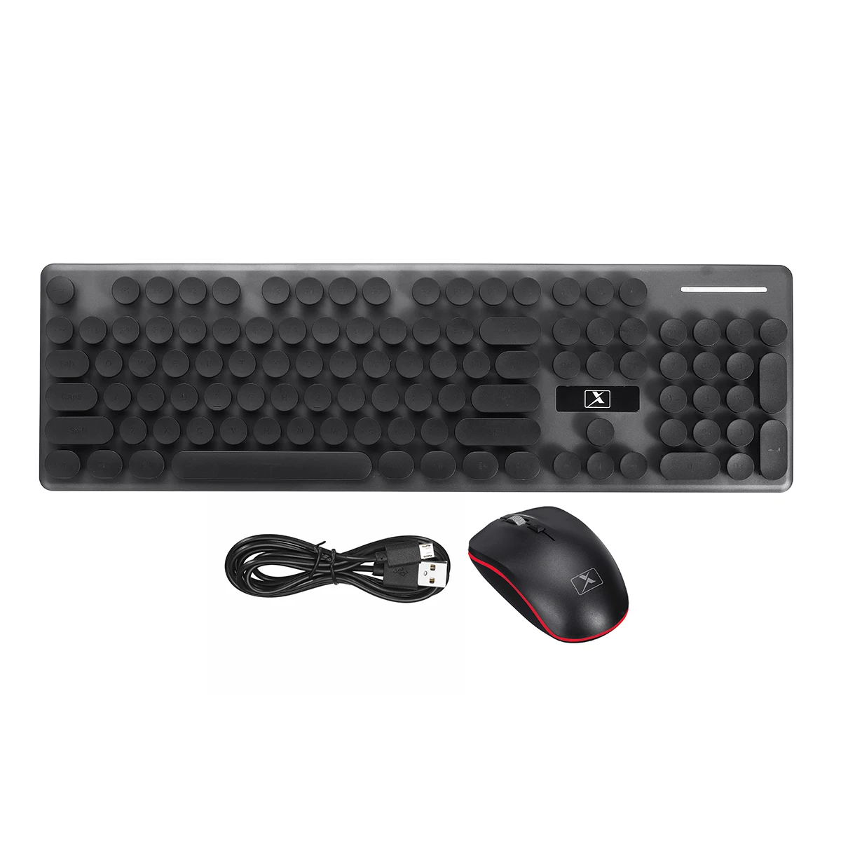 Gaming angleško Tipkovnico, Retro Krog Žareče Keycap Kovinsko Ploščo Z USB Žična Kovinski Plošči 2.4 G Mouse Pad Polnilna Backlit