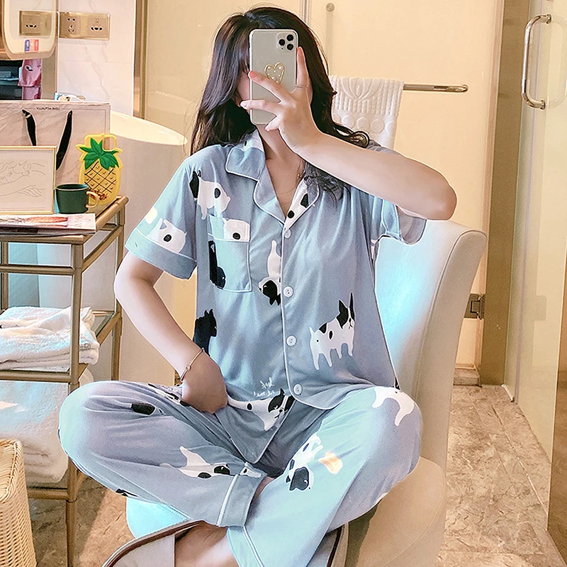 2020 NOVO Pijama Mujer Jeseni, Pozimi Pižamo Ženska Lep Prosti čas Dva Kosa iz Tiskanje Zaprtih Oblačila Domov Obleko Sleepwear
