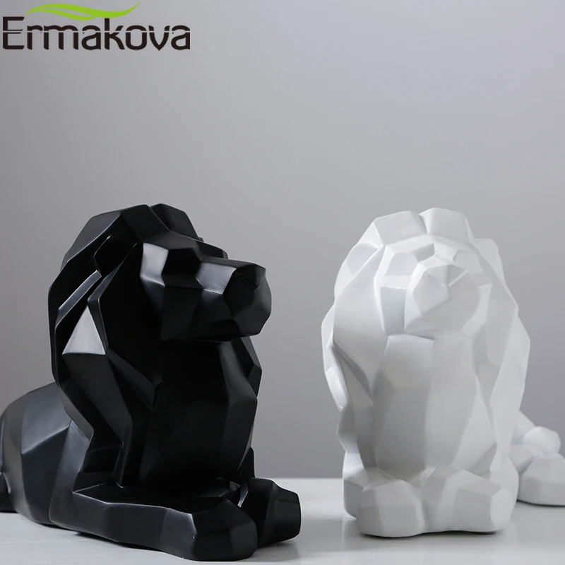 ERMAKOVA Sodobno Abstraktno Lev Kiparstvo Smolo Živali Kip Figur Geometrijski Slog Home Office Desktop Dekoracijo