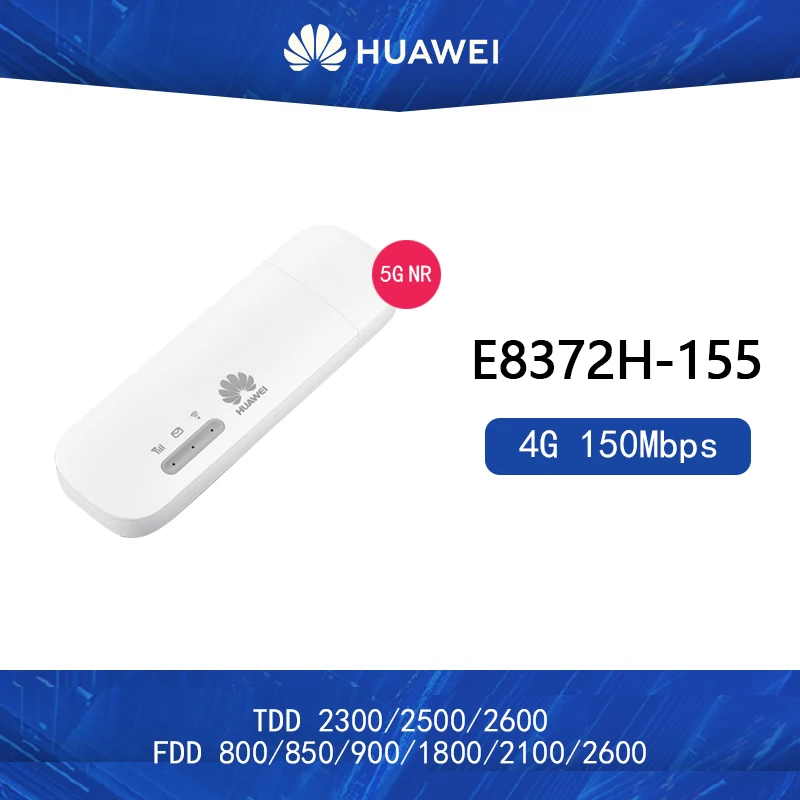 Odklenjena Huawei E8372h-155 4G USB WiFi Modem 4G 150Mbps FDD LTE PREPOVEDI 1/3/5/7/8/20 TDD38/40/41 Mobilni USB Dongle, večjezično