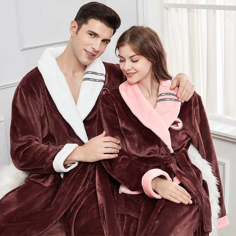 Ultra Dolge Flanela Nightgown Moški Sleepwear Coral Runo Kimono Plašč Obleke Velikosti 3XL 4XL kopalni plašč Zgostitev Toplo More