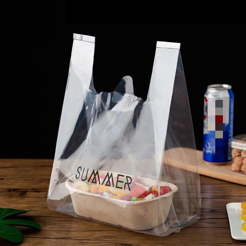 50Pcs razpoložljivi prozorno plastično vrečko zgosti prožno, močno Bento pakiranje hrane telovnik vrsta prenosne Darilo Nakupovalne Torbe