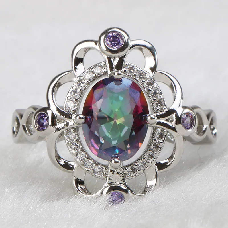 BIJOX ZGODBA modni ženski prstan 925 sterling srebrni nakit z mavrica topaz obroči za poročno obljubo stranka darila velikost 6-10