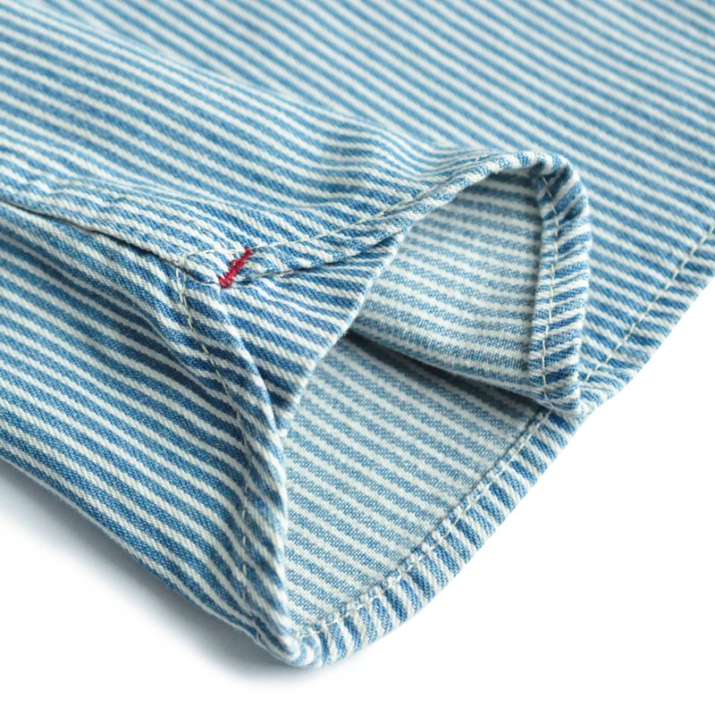 SauceZhan CY-009 Striped Majica Moški Chambray majica dolg rokav prugasta bluzo Denim Srajce Jeans Srajce Letnik Priložnostne Slim Fit