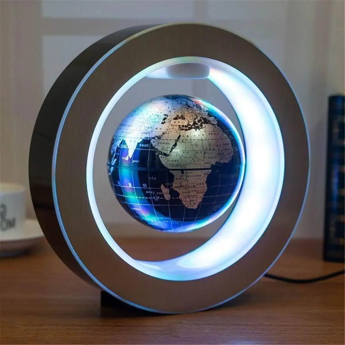 4 Palčni Magnetnega Lebdenja Plavajoče Svetu LED Luči Self-Obračanje Zemljevidu Sveta Darilo Doma Dekoracijo