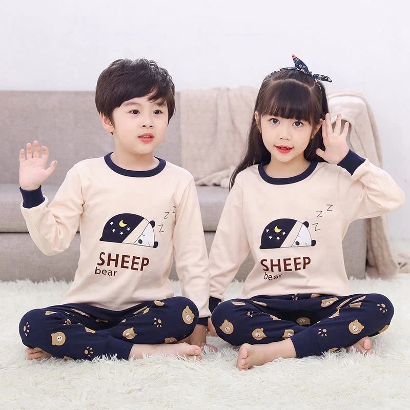 2021 Pozimi Otroci Bombažno Pižamo Nastavite Baby Girl Obleke Otroci Risanka Sleepwear Pyjama Enfant Fantje Pijama Malčka Inflant More
