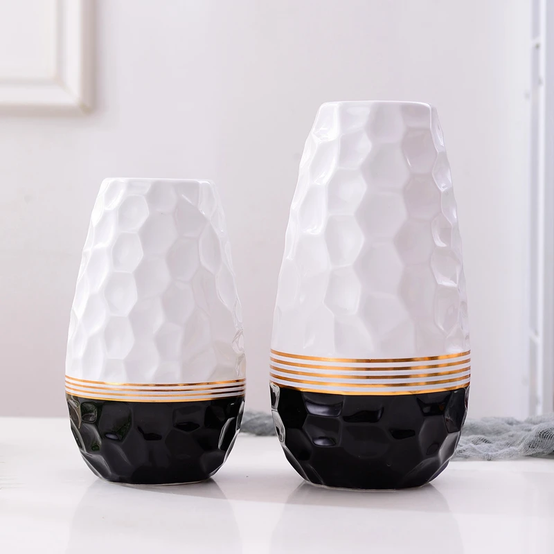 1pc Valovanje Design Cvet Vazo Keramični pozlačeni Vazo z Vodo Sajenje Posodo Domu Dekorativni Centerpiece Poročno Darilo