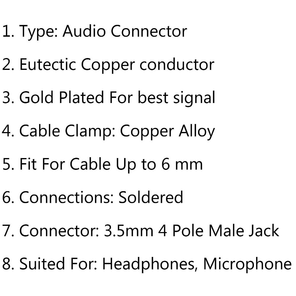 Areyourshop Avdio Priključek 3,5 mm Stereo 4 Pole pravim Kotom Moški Jack Vtič za Zvok Spajkanje Kabel 1PC
