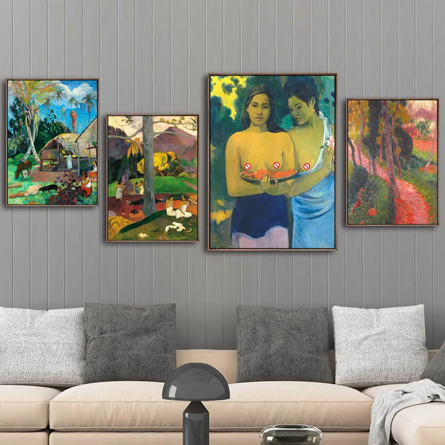 Doma Dekoracijo Tiskanja Platno Umetnosti Stenske Slike Plakat Platno, Saj Slike francoski Paul Gauguin Ženska na Plaži