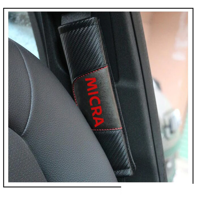 Za Nissan Micra 2pcs Moda Ogljikovih Vlaken Usnje Avto varnostnega Pasu Pokrov Avtomobila varnostnega Pasu Rami Pad Avto Oprema Avto Styling