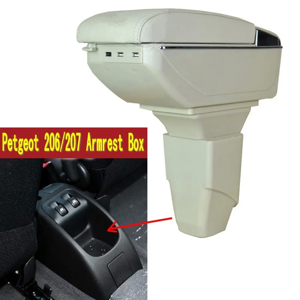 Za Peugeot 206 207 armrest polje centralno Shranjevanje vsebine polje s skodelico imetnika pepelnik USB 207 206 nasloni za roke polje