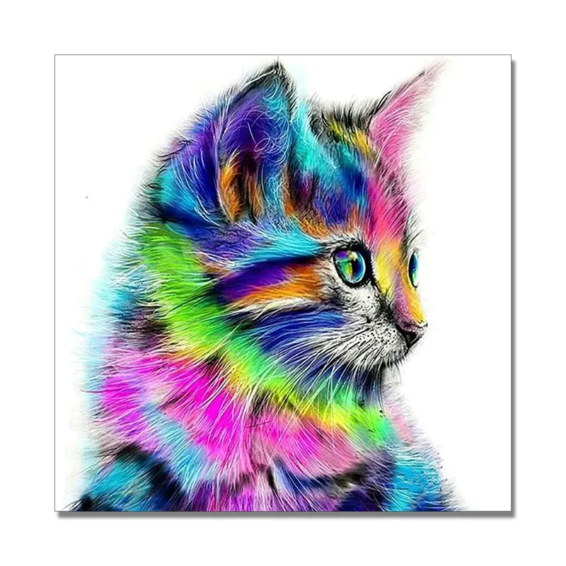 Celotno Vaja Mačka 5D DIY Diamond Slikarstvo Barvne risbe Mačka Vezenje Navzkrižno Šiv Okrasnih Mozaik Slikarstvo Doma dekor