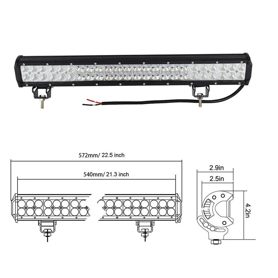 4PCS 22-palčni 144W LED delovna Lučka Bar Offroad Svetilko Z Ožičenje, Kombinirani Pas Pramen Za Traktor ATV SUV Čoln Avtomobila 12v 24v