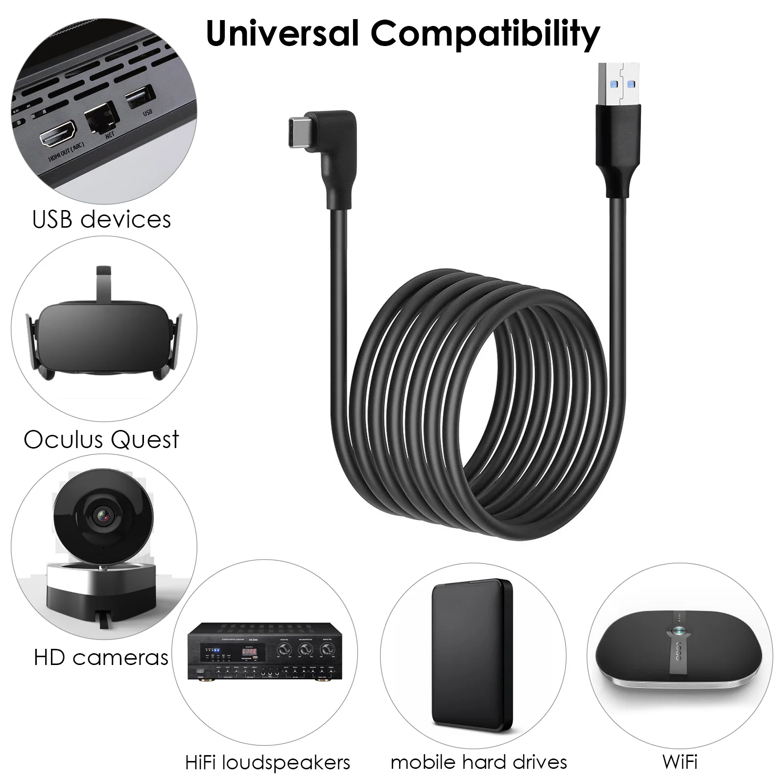 5G 3 M/5M Podatkov Line napajalni Kabel Za Oculus Quest 2/Prizadevanju Povezavo VR Slušalke USB 3.0 Tip C Prenos Podatkov USB-A Tip-C Kabel