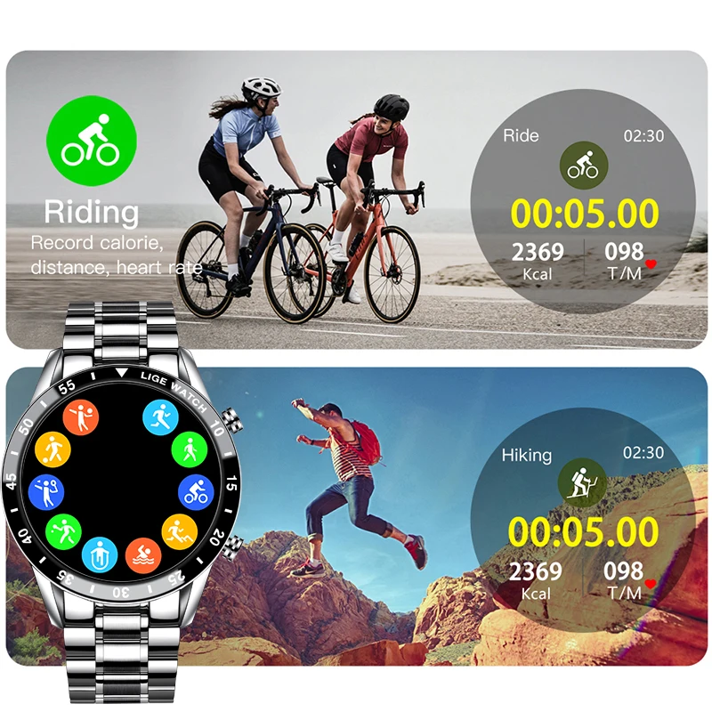 LIGE 2021 Nove Pametne Watch Bluetooth Klic Smartwatch Moški Ženske Nepremočljiva Šport Fitnes Zapestnica Človek Za IOS Android Xiaomi Huwei