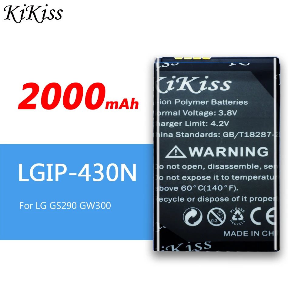LGIP-430N 2000mAh Telefon Replacemeny Baterija Za LG GS290 Cookie Fresh GW300 LX290 LX370 LX370 LGIP-430N LGIP MT375 GM360 430N