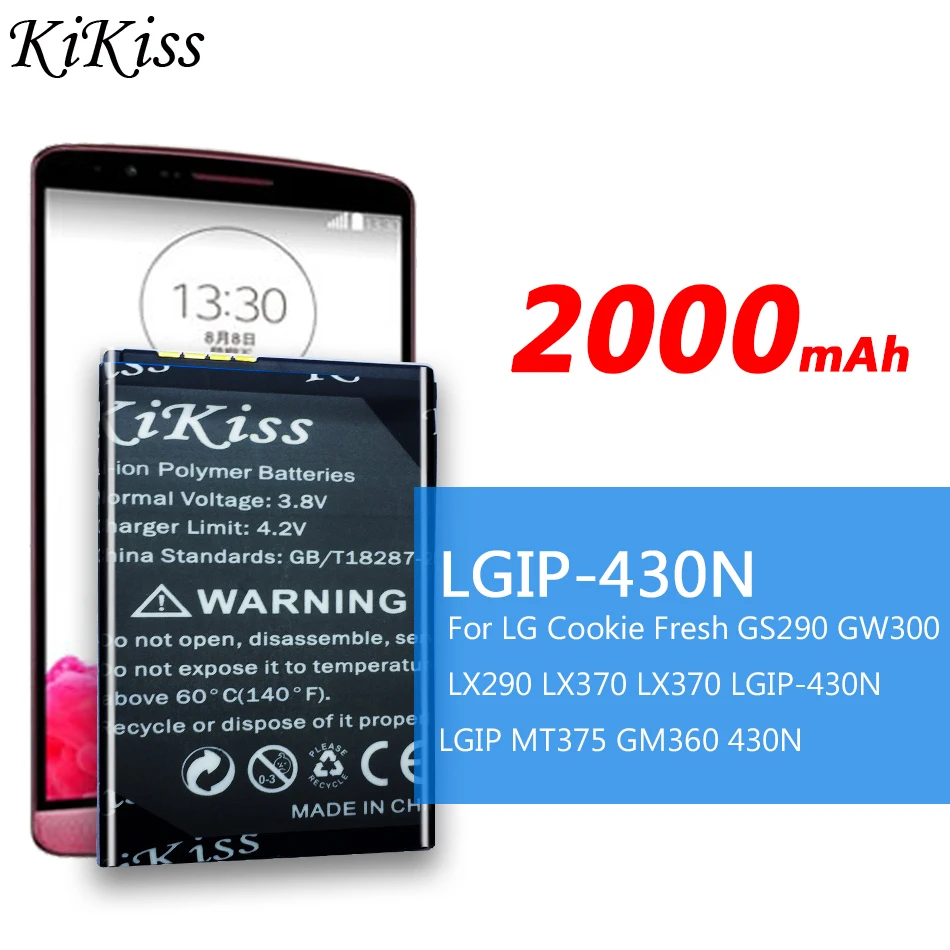 LGIP-430N 2000mAh Telefon Replacemeny Baterija Za LG GS290 Cookie Fresh GW300 LX290 LX370 LX370 LGIP-430N LGIP MT375 GM360 430N