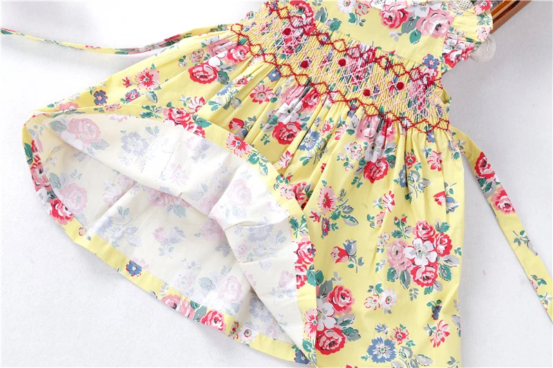 Poletna roža punca obleke otroška oblačila smocked ročno izdelani bombaž otroci, oblačila, otroci, oblačila, butiki