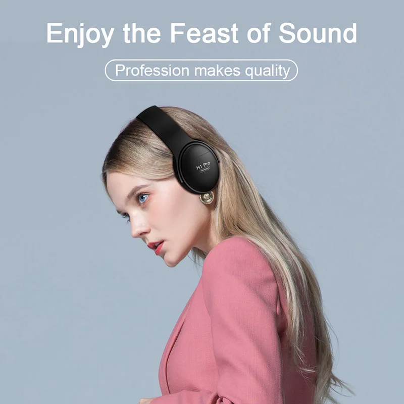 H1 Pro Brezžične Bluetooth Slušalke Zložljive šumov Slušalke Slušalke Z Mikrofon Podpira TF Kartice za Telefon, Prenosni RAČUNALNIK