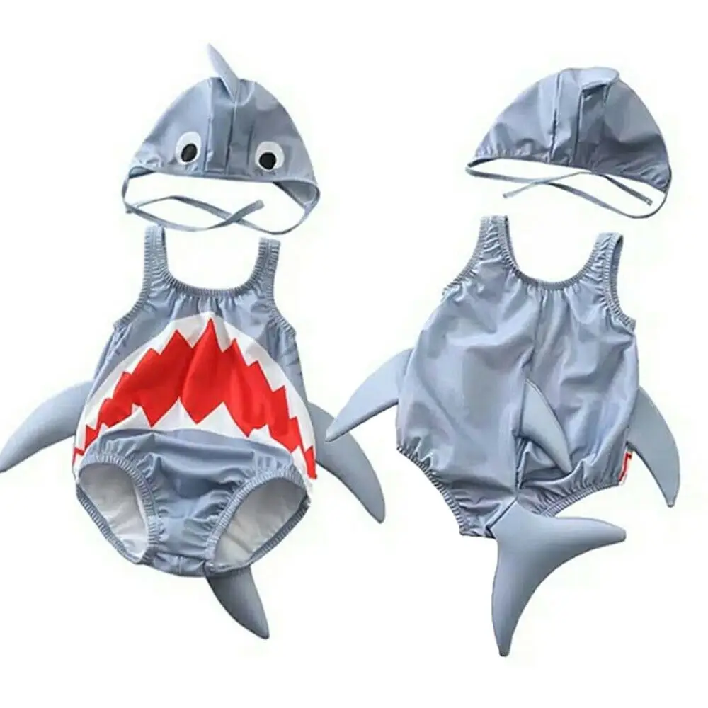 Poletje Swimsuit Za Malčke Baby Otroci Dekleta Plaža Kopalke, Kopalke Bikini Komplet Shark Kopalke Enodelne