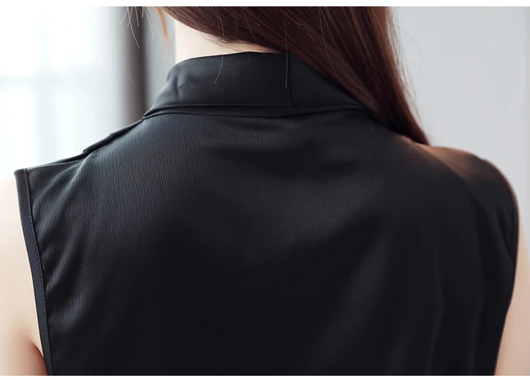 8 barv korejski moda proti-vrat brez rokavov saten bluzo ženske 2020 poletje šifon vrhovi tank majica urad dama elegantno bluze