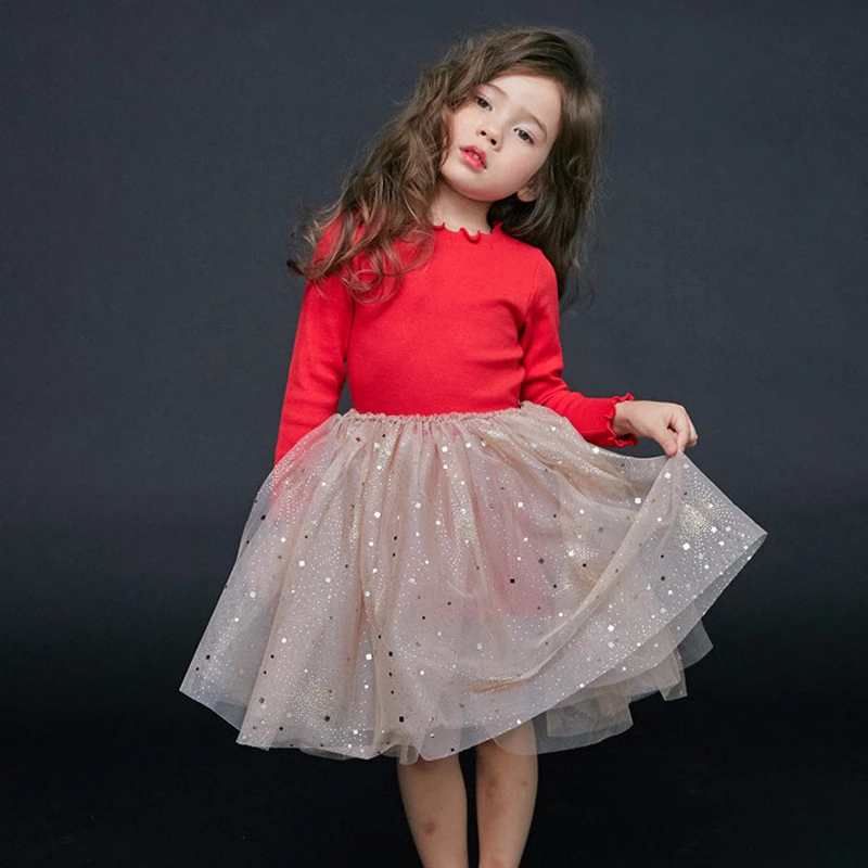 Božič Princesa Obleko Bombaž Otroci Obleke za Dekleta Jesenski Oblačila 2019 Otrok svate Oblačila Baby Obleko Leace