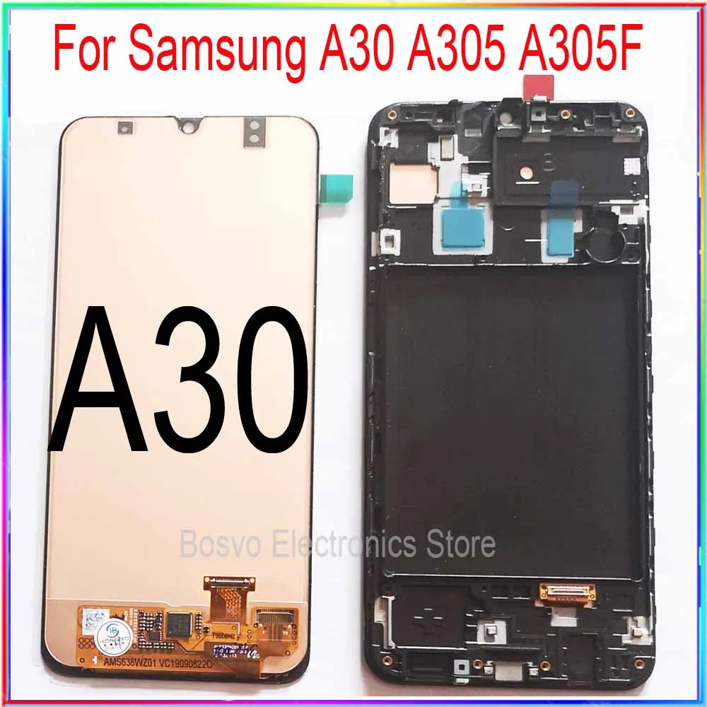 Za Samsung A30 LCD zaslon A305 z dotik z okvirjem skupščine Zamenjava rezervnih delov A305F A305FD A305A