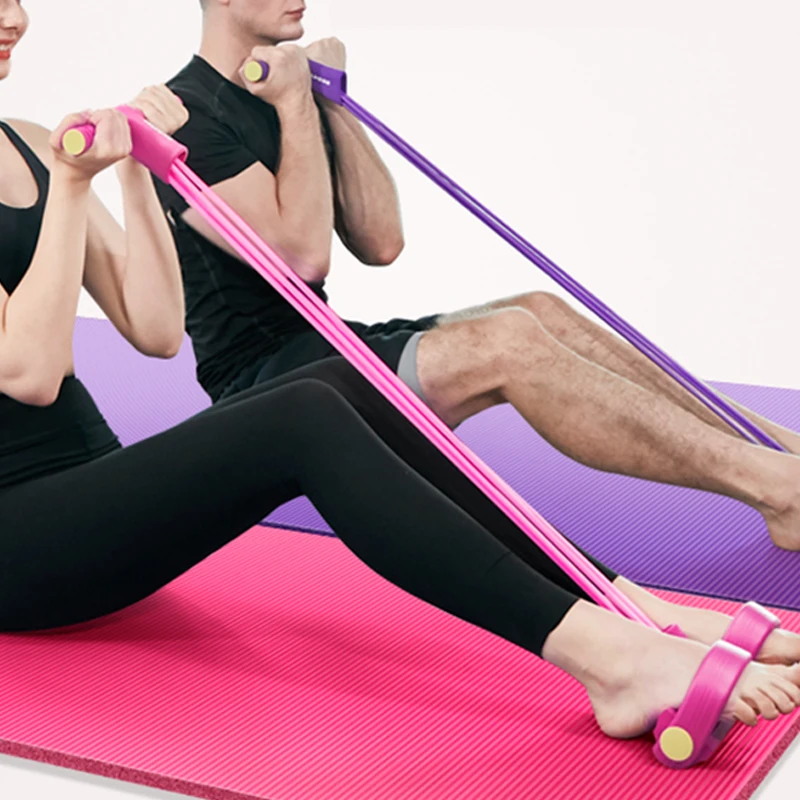 4 Cev Odpornost Pasovih, Fitnes Gumi Sit-up Vlečenje Vrvi iz Lateksa Pedal Vaditelj Expander elastik Joga oprema Pilates Vadbe