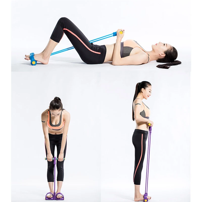 4 Cev Odpornost Pasovih, Fitnes Gumi Sit-up Vlečenje Vrvi iz Lateksa Pedal Vaditelj Expander elastik Joga oprema Pilates Vadbe