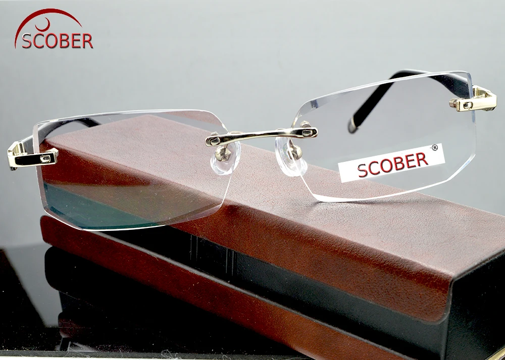 =SCOBER= Cut Rimless Obravnavi Očala Luksuzni Ultra-lahkih Titanove zlitine TR90 okvir Očala +1 +1.5 +2 +2.5 +3 +3.5 +4